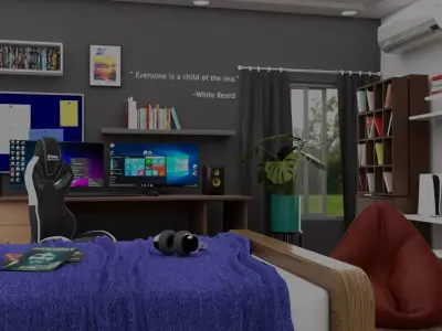 Natural Gaming Room Scene 3D Model Low-poly 3D model