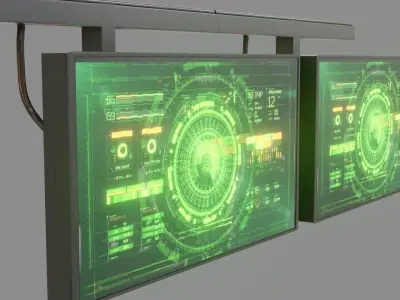 Sci-Fi Monitors - Low poly - Game Ready - PBR Low-poly 3D model