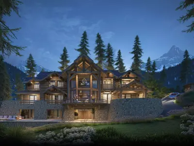 Mountain House Scenes and Country House 3D model