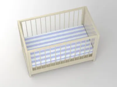 Crib Model baby with stripe 3D model