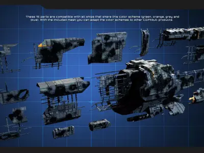 GSX - Spaceship Wreck Parts Low-poly 3D model