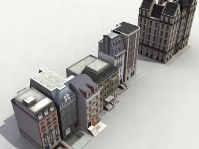 Low Poly Game Buildings Set01 Low-poly 3D model