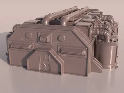 SCI-FI FACTORY BUILDING for 3Dprint 3D print model