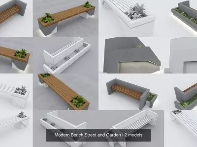 Modern Bench Street and Garden 3D Model Pack