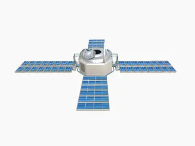 Satellite H03 White Blue - SciFi Space Design Low-poly 3D model