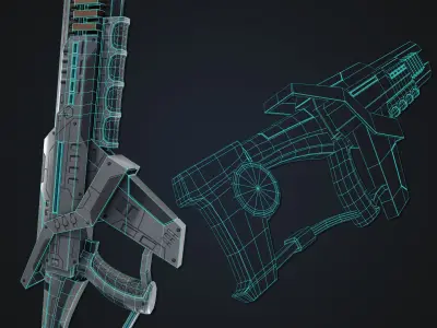 Sci fi rifle Low-poly 3D model