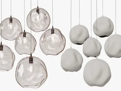Modern lighting fixtures twisted glass balls 3D model