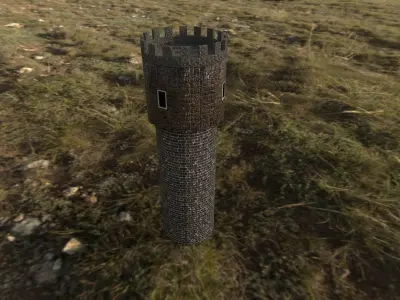 Medieval Tower Low Poly PBR and texture in 2k Free low-poly 3D model