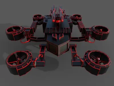 Gyrocopter armored vehicle with lights Low-poly 3D model