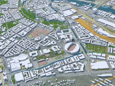 Gothenburg Downtown Sweden Low-poly 3D model