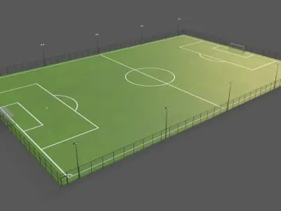 PBR Modular Outdoor Soccer and Football Field Low-poly 3D model