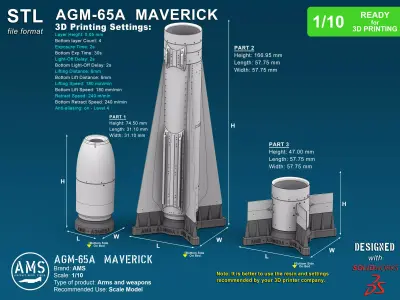 AGM-65A Maverick - Scale 1-10 3D print model