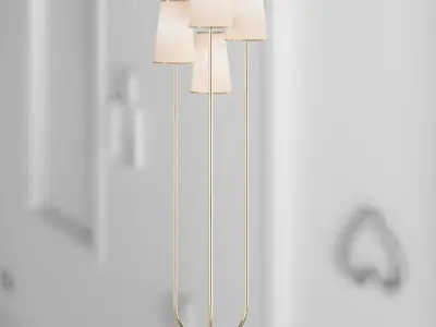 Floor lamp with 4 textile lampshades on separate stands  3D model