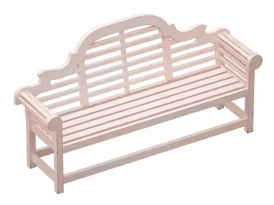 White park bench with backrest 3D model