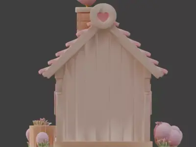 Stylized Valentine House 3D Model Low-poly 3D model