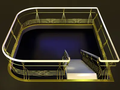 Ladder-gold stair railing - stair railing 3D model
