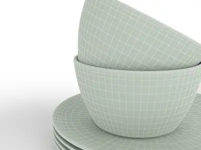 H and M Patterned Porcelain Collection Tableware  3D model