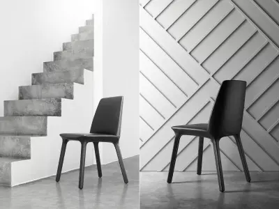 Flute modern dining chairs 3D model