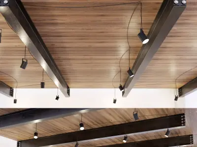 Wooden ceiling on metal beams  22 Low-poly 3D model