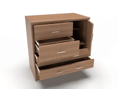 commode 3 wooden chest of drawers 3D model