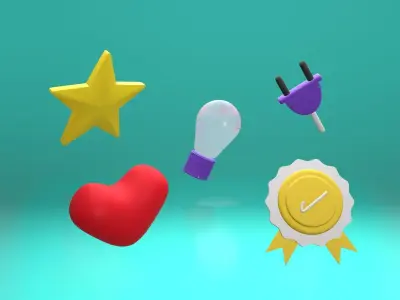 A collections of icons set  Free low-poly 3D model