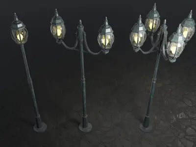 Set of Bounded Street Lamps 3D model