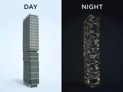 Apartment Building Day and Night Low-poly 3D model