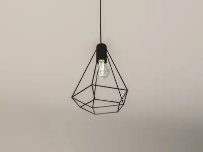 Industrial Wire Metal Ceiling Lamp Free 3D model