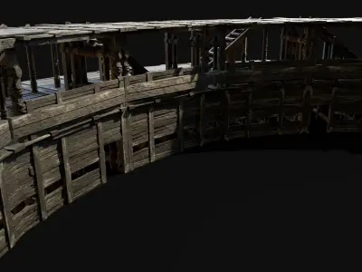 ARENA FIGHT BATTLE WOODEN MEDIEVAL STANDS CONSTRUCTION AAA Low-poly 3D model