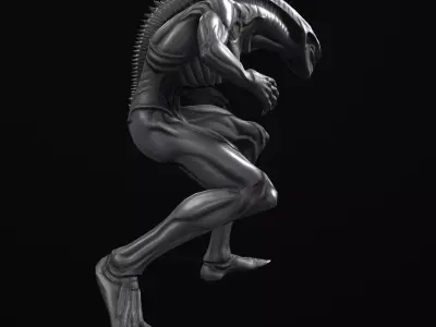 Alien Stalker Sci-Fi Creature Rigged Low-poly 3D model