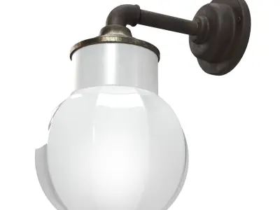 Opaline Glass Porcelain Industrial Wall Lamp PBR 3D model