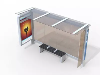 Bus Stop Low-poly 3D model 32