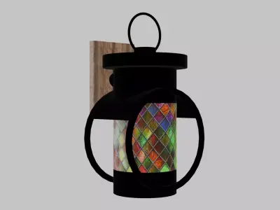 Ringed Iron Lantern Sconce Low-poly 3D model