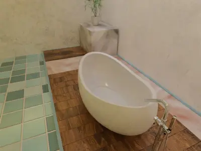 Curved Bath tub - Bathroom 3D model-Interior Low-poly 3D model