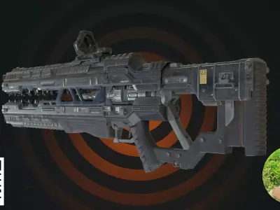 Rigged Sci-Fi Railgun Black Edition 3D model