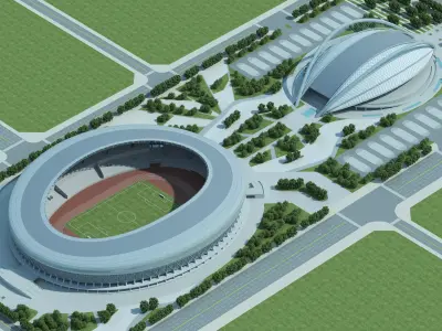 National Stadium Exterior 03 Low-poly 3D model