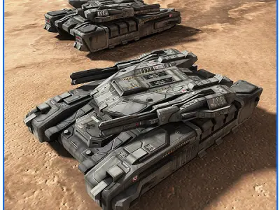 SciFi Army Ground Units 01 Low-poly 3D model