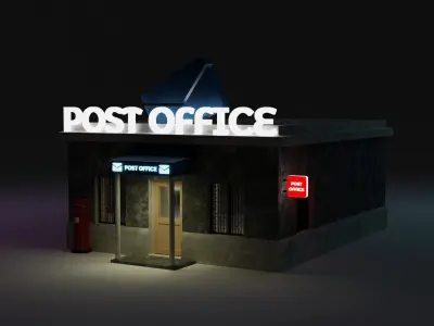 Post Office 3D Model - Simple Post Office Game Asset 3D model