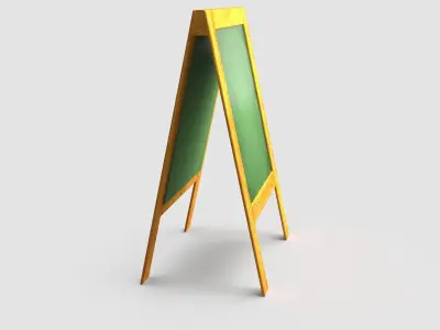 Board wooden easel with chalkboard 3D model
