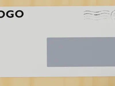 Mail envelope with window Low-poly 3D model