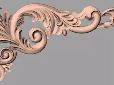 Furniture decorative corner flower 3D STL model for CNC E874 3D model