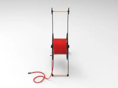 Waterette spool on wheeled cart Low-poly 3D model