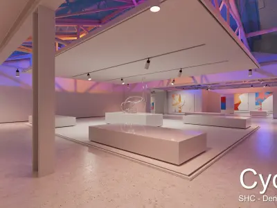 Modern Art Gallery and Photo Studio Day and Night Low-poly 3D model