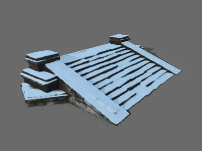 stair roof with snow Low-poly 3D model