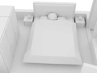 House Flat Floor Plan Non texture Version Low-poly 3D model