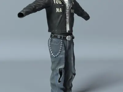 Punk Street Outfit  No15 Low-poly 3D model