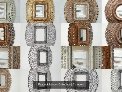 Peacock Mirrors Collection 3D Model Pack