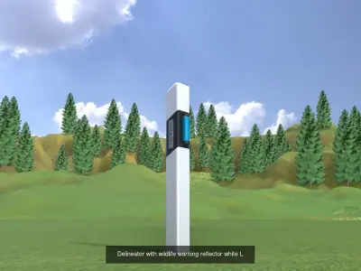Delineators with wildlife warning reflector 3D Model Pack