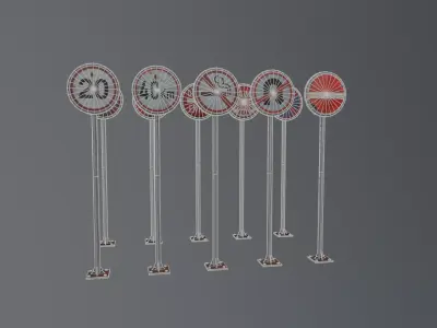 Rusty Traffic Road Sign Pack Low-poly 3D model