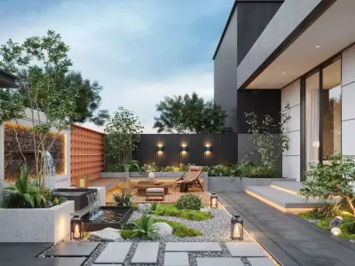 Modern Garden Courtyard 3D model purchase